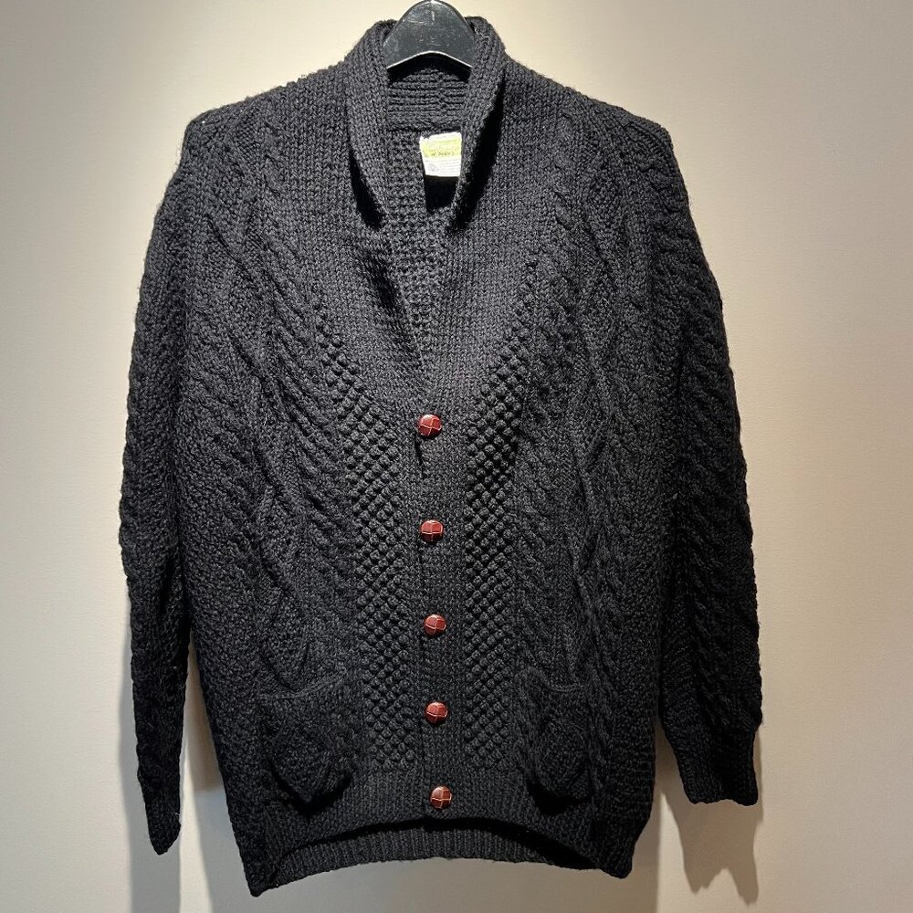 Vintage Kennedy of Ardara Hand Knit 100% Wool Cardigan Sweater, Made in Ireland